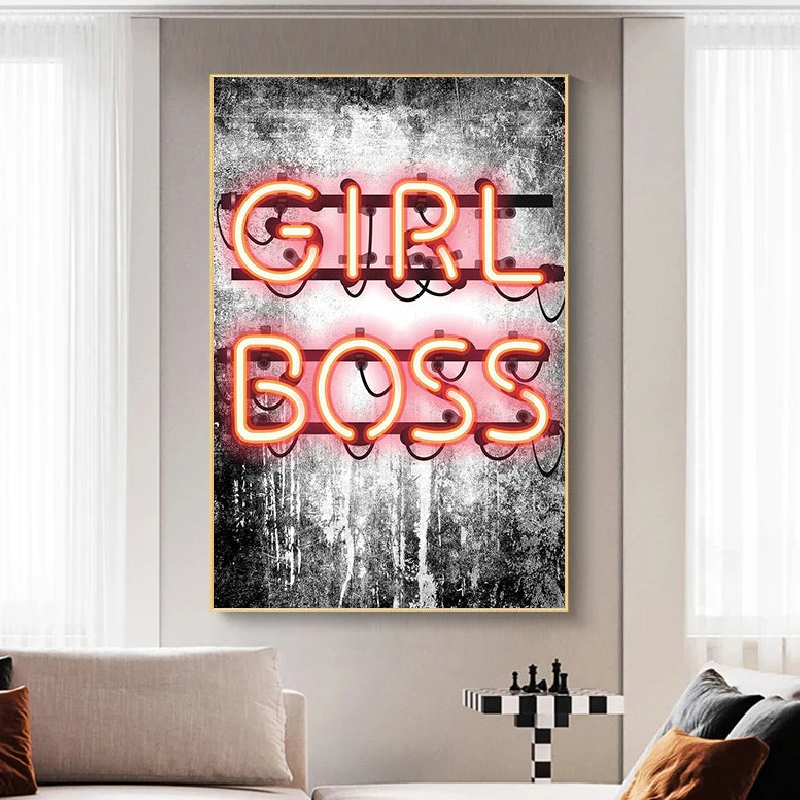 Boss Girl Neon Sign, With Decorative Artistic Painting