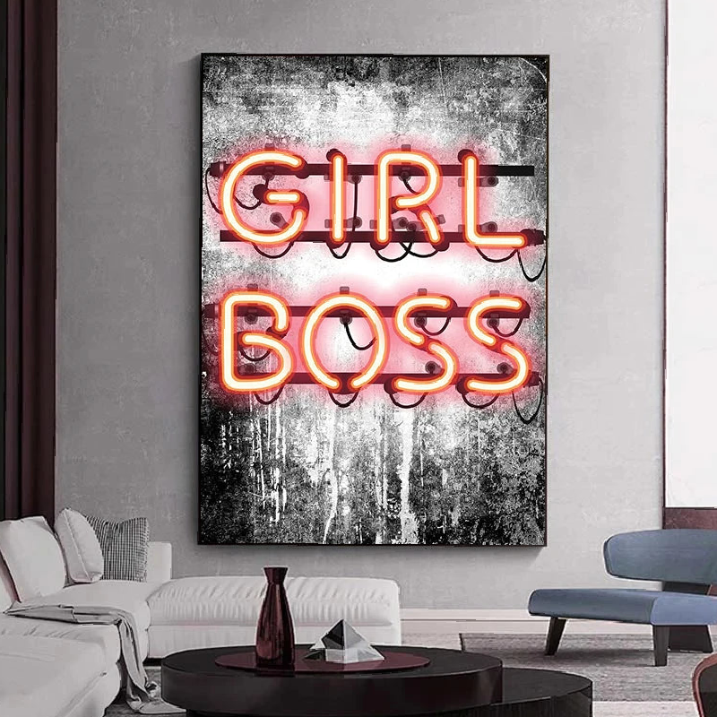 Boss Girl Neon Sign, With Decorative Artistic Painting
