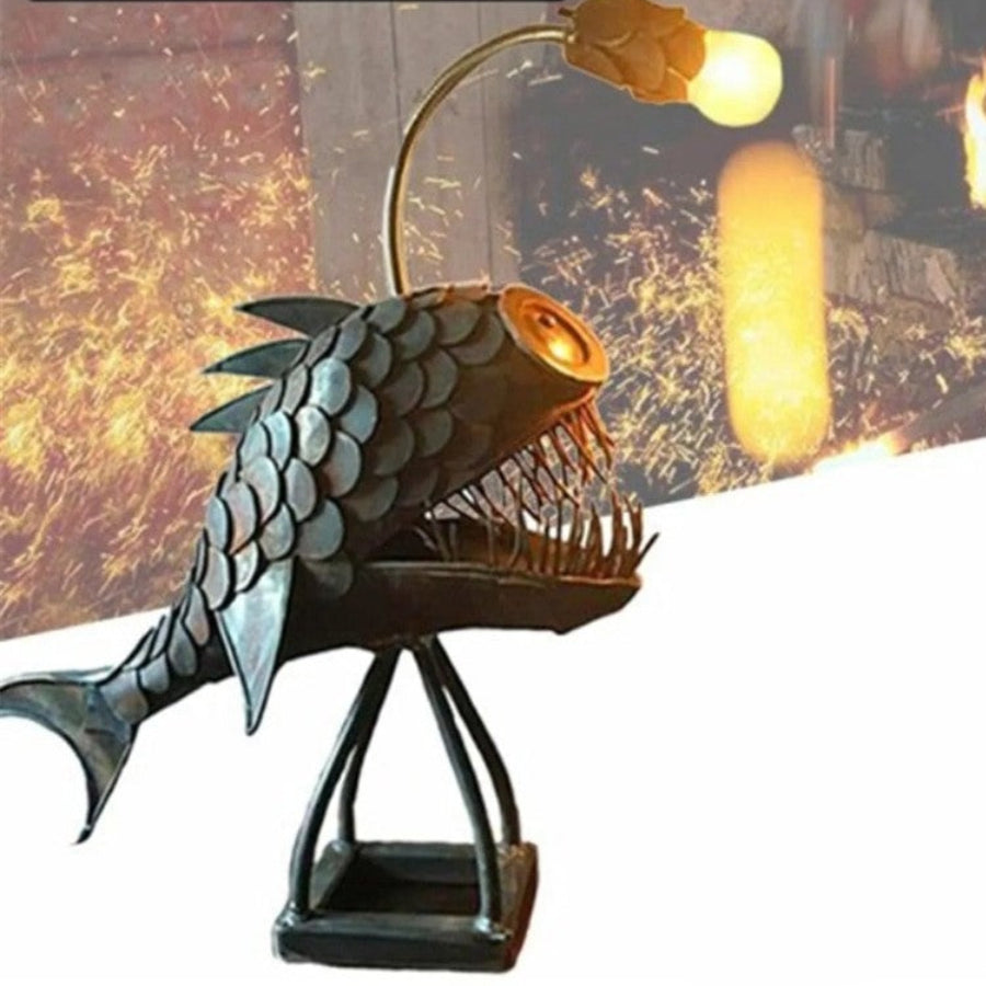 Creative Fisherman Fish Table Lamp Art