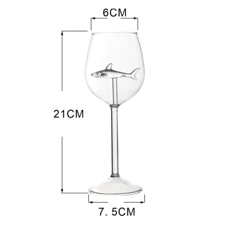 Crystal Wine Glass With Internal Shark Decoration