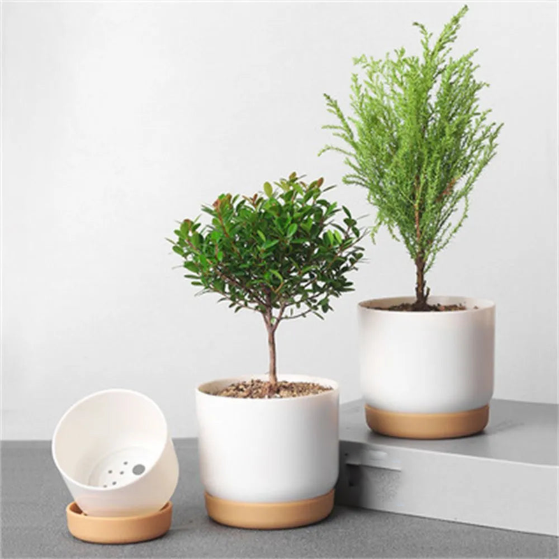 Double Layer Round Self Watering Pot For Green Plants