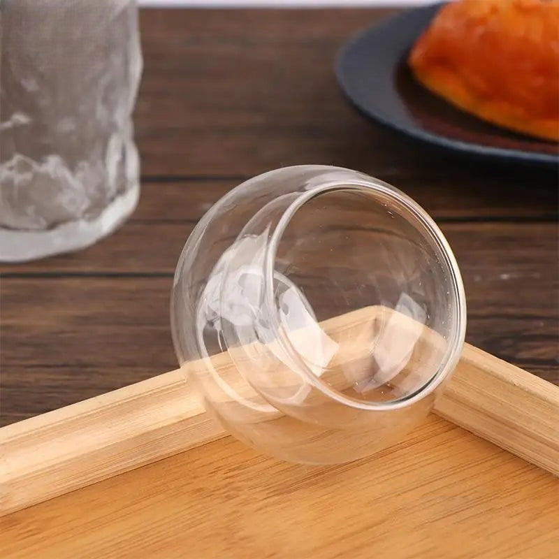 Double Wall Glass Mug Transparent Handmade Heat Resistant