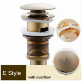 Round Carved Brass Pop-Up Drain for Vanity Sink with Overflow