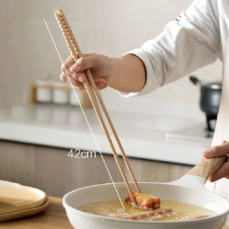 Extra Long Japanese Wooden Chopsticks, Polished Beech Wood