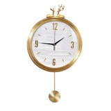 Golden Hanging Wall Clock With Deer Decoration