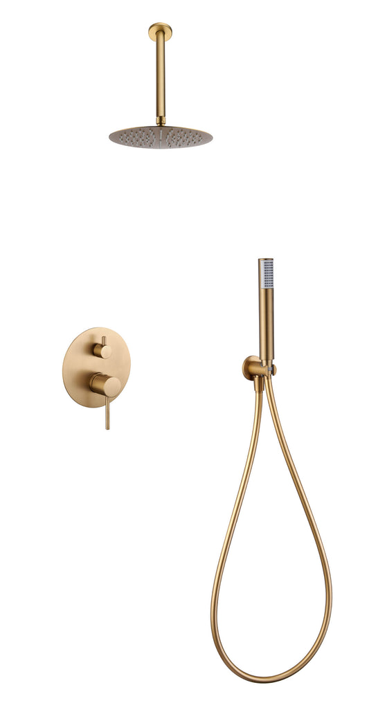 Conjunto Ducha Monomando Empotrado Tívoli Oro Cepillado