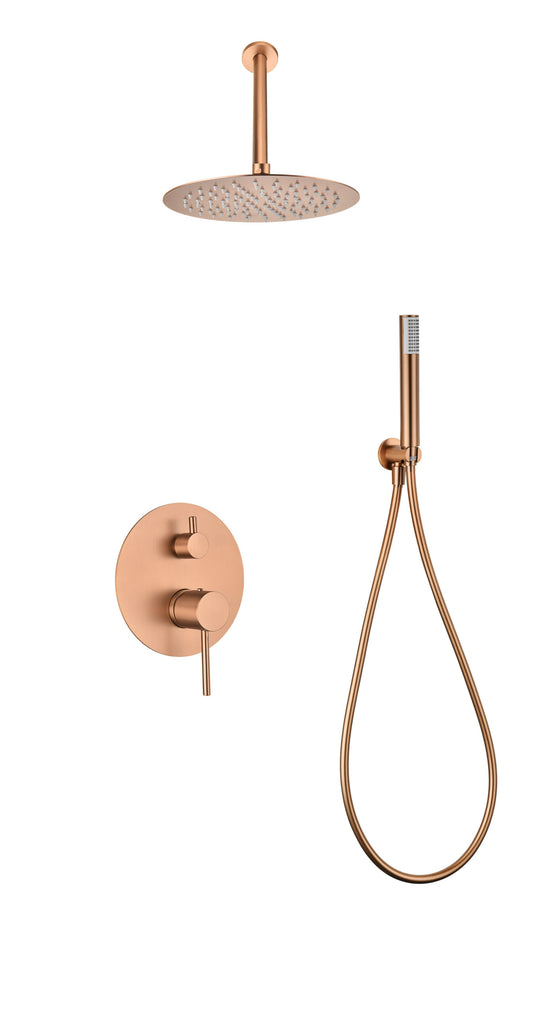 Conjunto Ducha Monomando Empotrado Tívoli Oro Rosa Cepillado