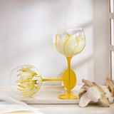 Hand Painted Flower Wine Glass