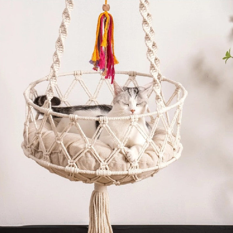 Handwoven Hammock with Hanging Pet Bed