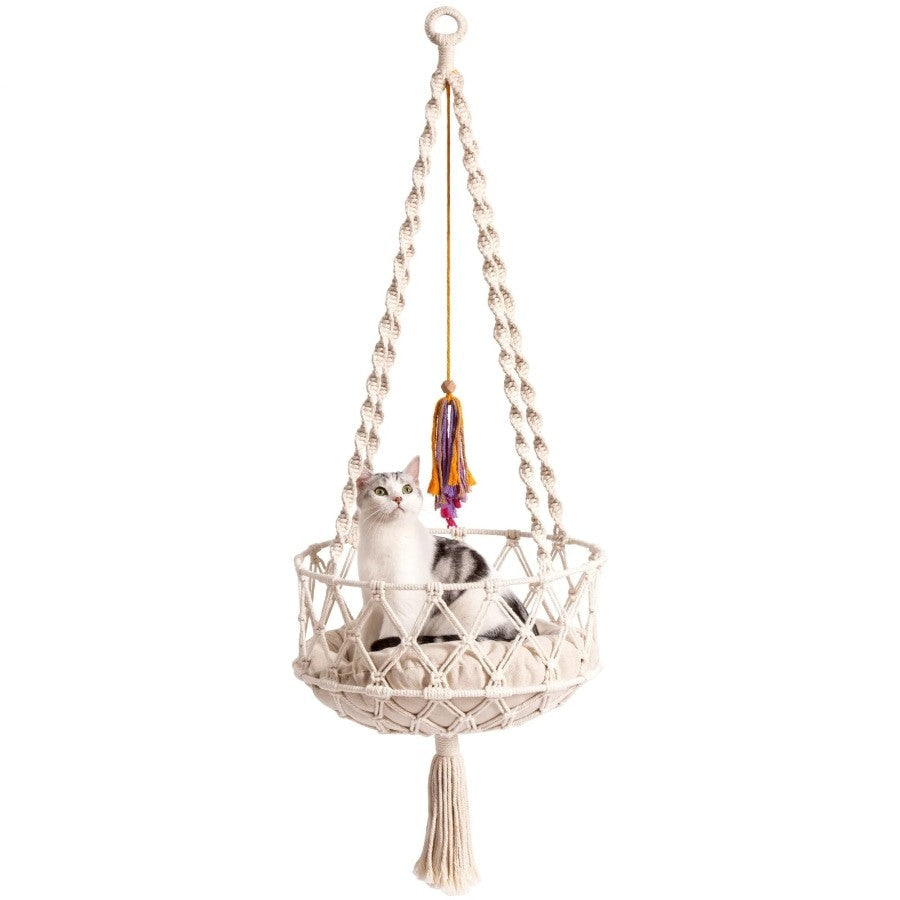 Handwoven Hammock with Hanging Pet Bed