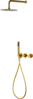 Conjunto Ducha Termostático Empotrado Assen Oro Cepillado