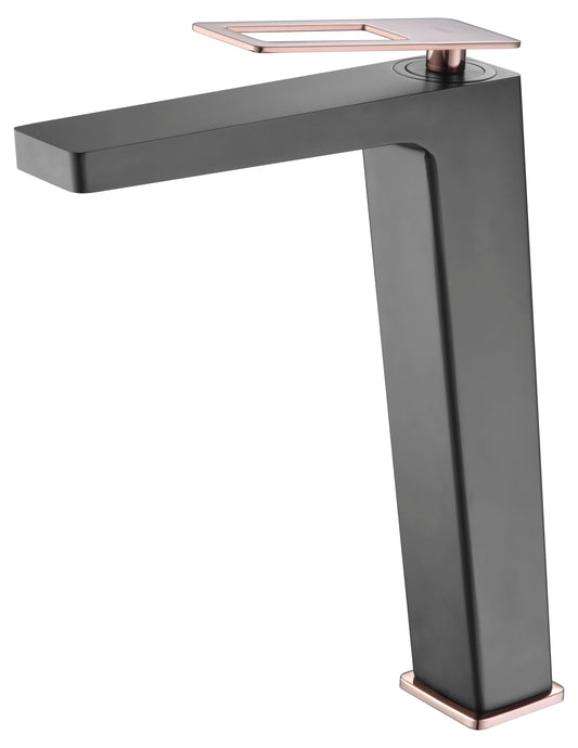 Monomando Lavabo Alto Suecia Negro Oro Rosa