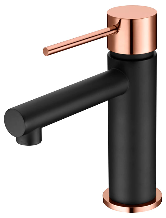 Monomando Lavabo Milos Negro Oro Rosa