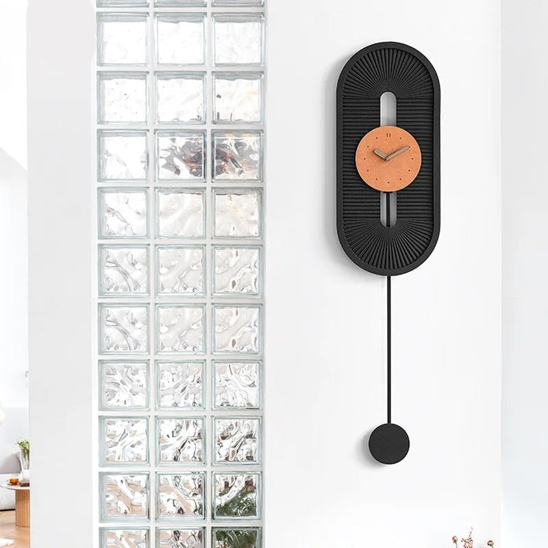 Large Wall Clock with Pendulum Nordic Modern