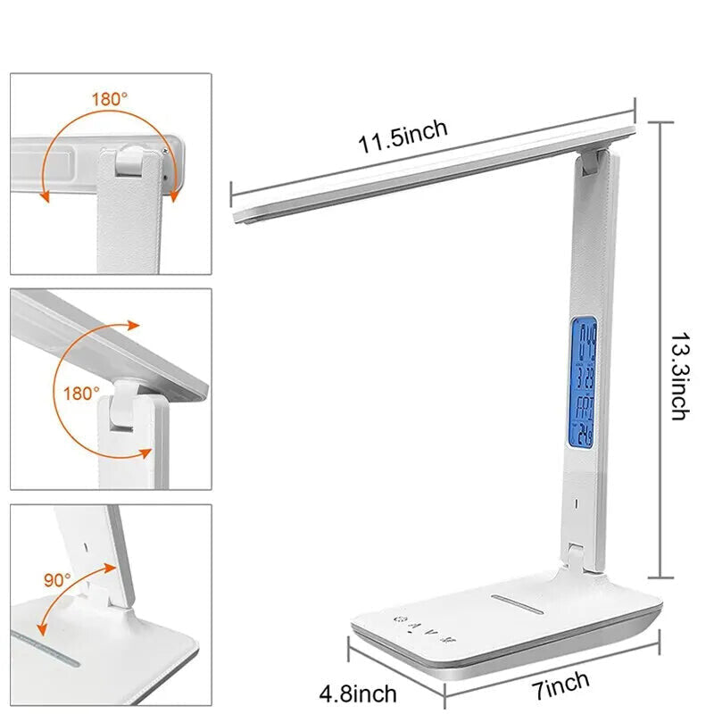 LED Desk Lamp with Alarm Clock and Wireless Charging Station