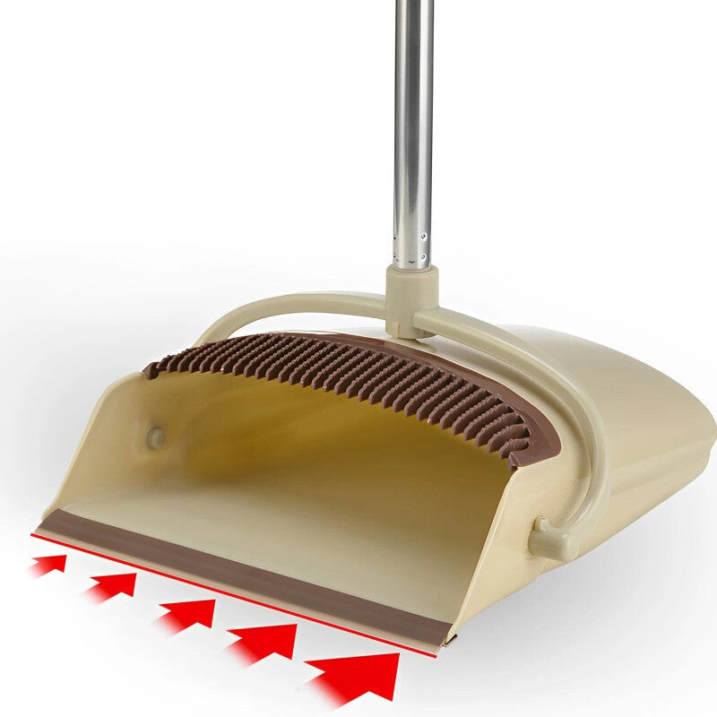 Long Handled Dustpan and Brush with Tooth Scraper