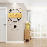 Modern Minimalist Wooden Wall Clock with Pendulum