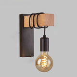 Modern Wood Hang Wire Wall Lamp