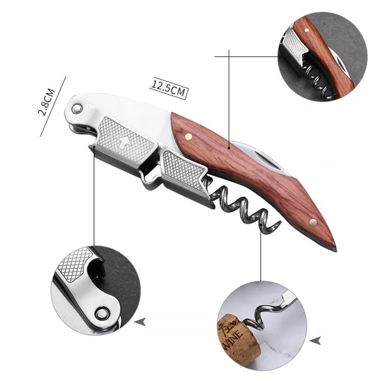 Multifunctional Wooden Handle Corkscrew