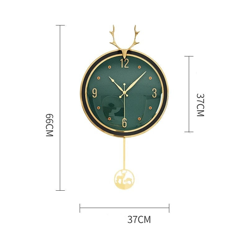 Nordic Deer Head Resin Wall Clock Modern Pendulum