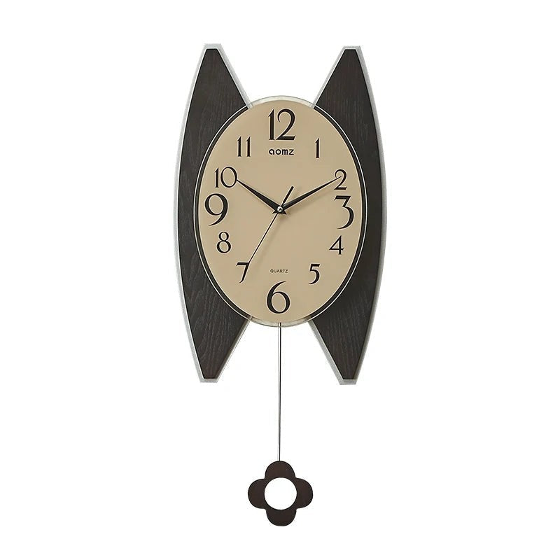 Nordic Vintage Wooden Wall Clock Quartz Pendulum