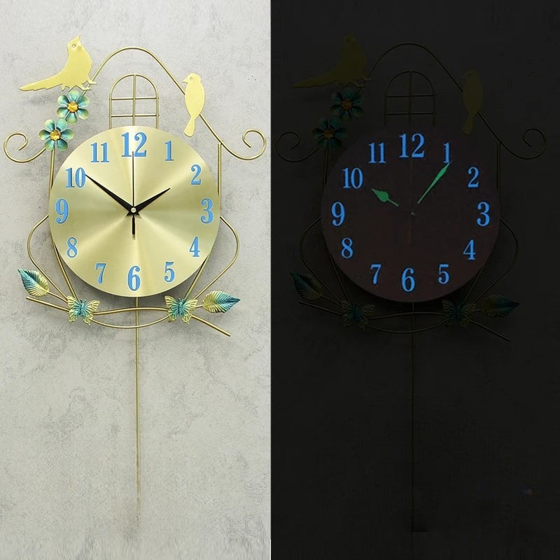 Nordic Wall Clock Modern Bird Design With Pendulum