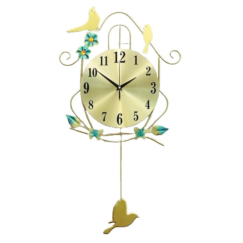 Nordic Wall Clock Modern Bird Design With Pendulum