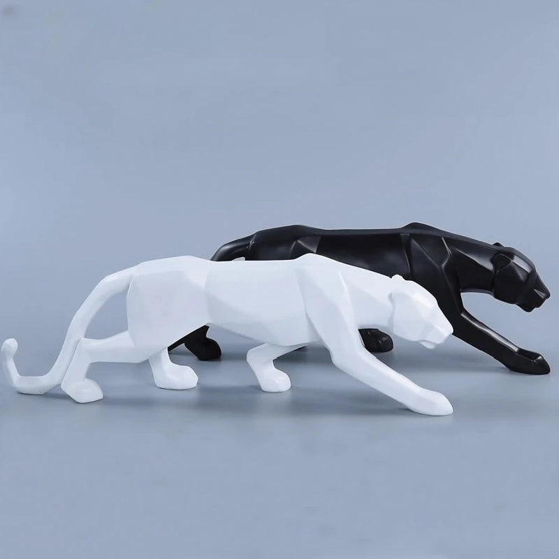 Panther Statue Abstract Geometric Style Resin Sculpture