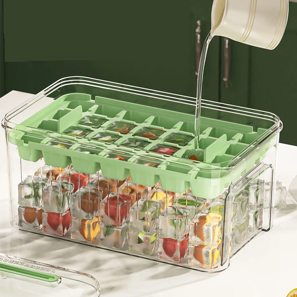 Press Type Ice Cube Tray with Storage Box