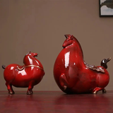 Red Horse Porcelain Statue Retro Ceramic Sculpture Vintage