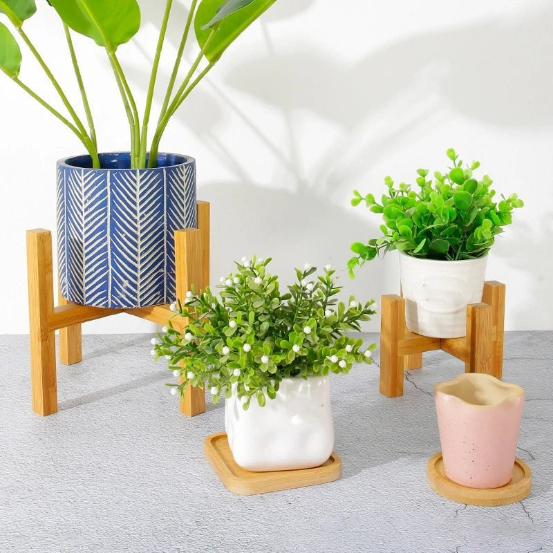 Small Wooden Flower Pot Stand and Trays