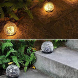 Solar Garden Light Cracked Glass Ball Lamp Waterproof