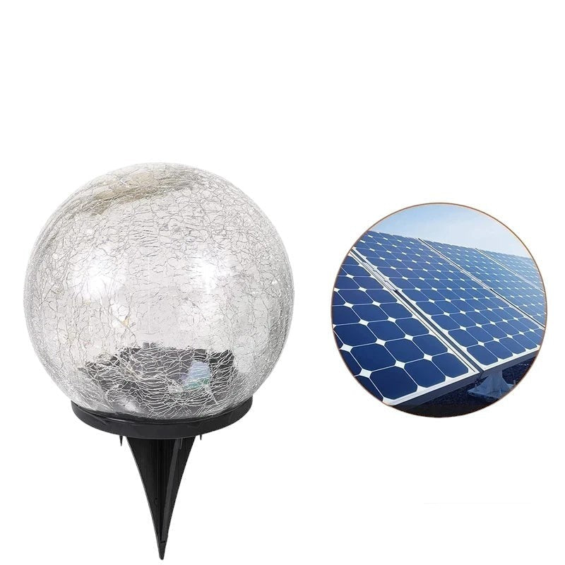 Solar Garden Light Cracked Glass Ball Lamp Waterproof