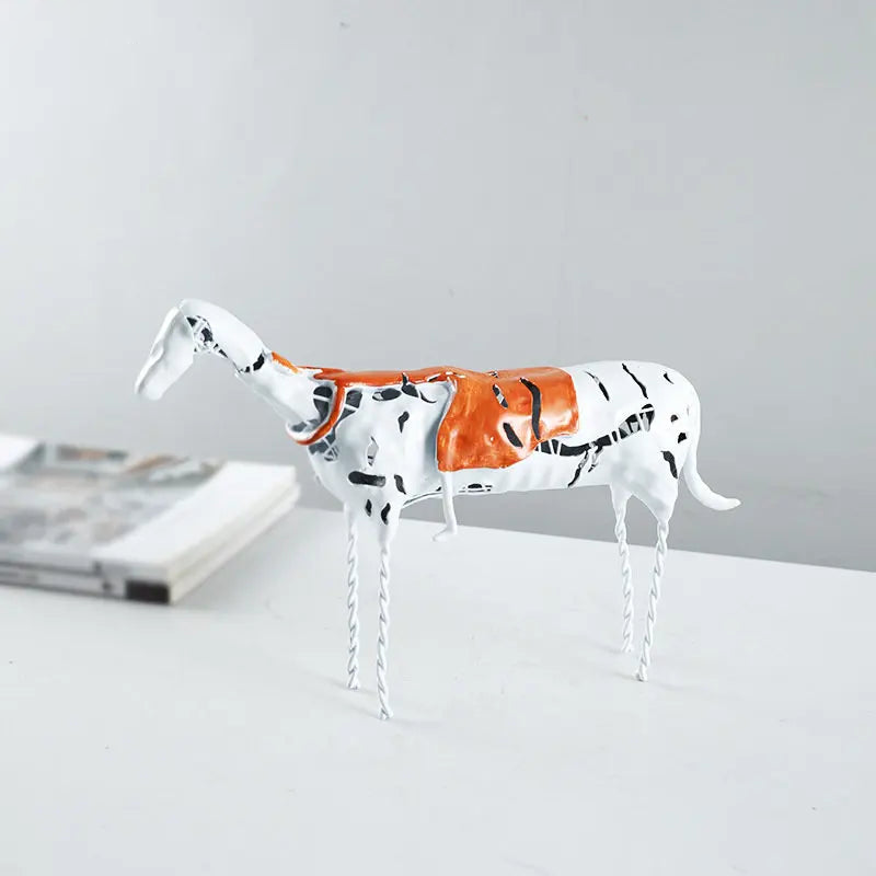 Steed Statue Painted Metal Crafts Abstract Horse Artwork