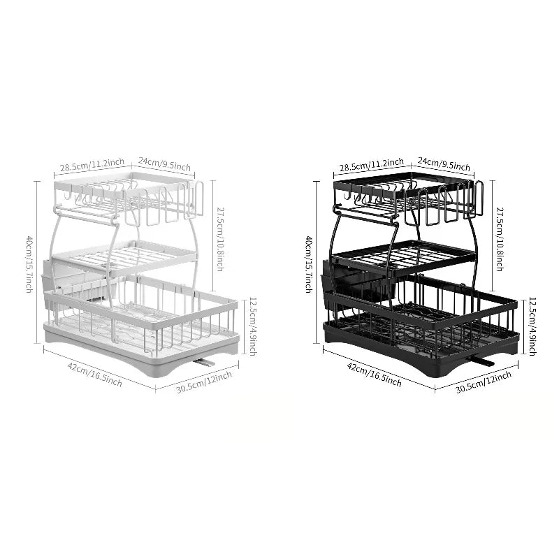 Tiered Detachable Dish Drainer Rack