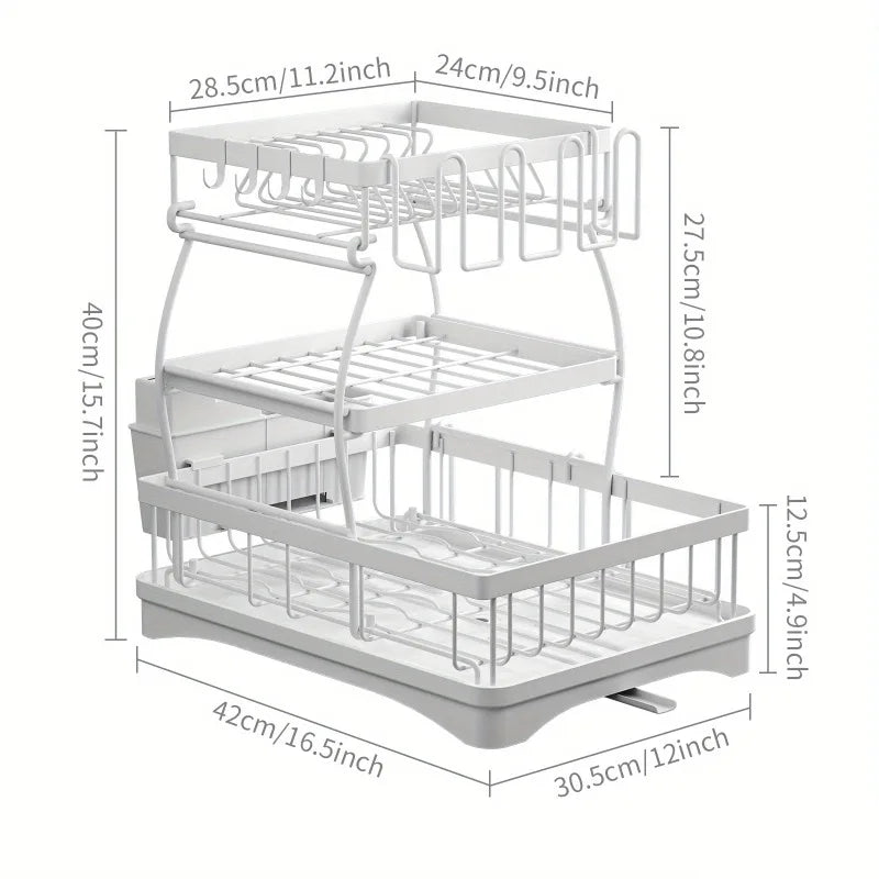 Tiered Detachable Dish Drainer Rack