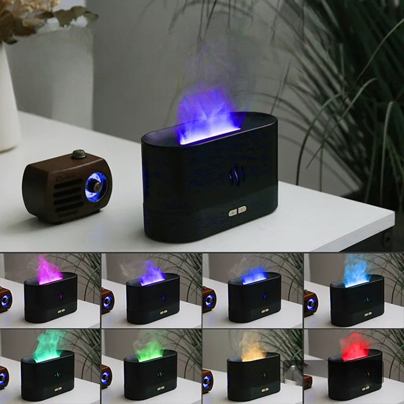 Ultrasonic Air Humidifier With LED Flame Light Mist