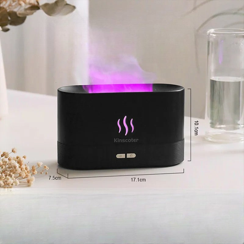 Ultrasonic Air Humidifier With LED Flame Light Mist