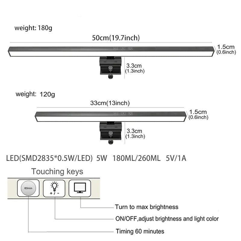 USB Powered Hanging LED Light Bar Desk Lamp