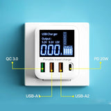 Wall Charger with LED Display Ports Fast Charging