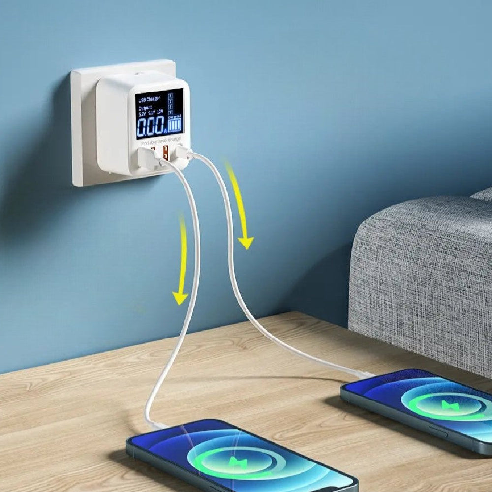 Wall Charger with LED Display Ports Fast Charging