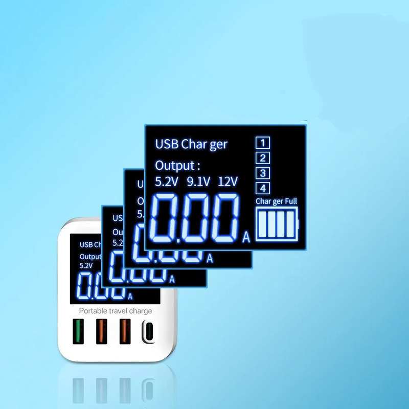 Wall Charger with LED Display Ports Fast Charging
