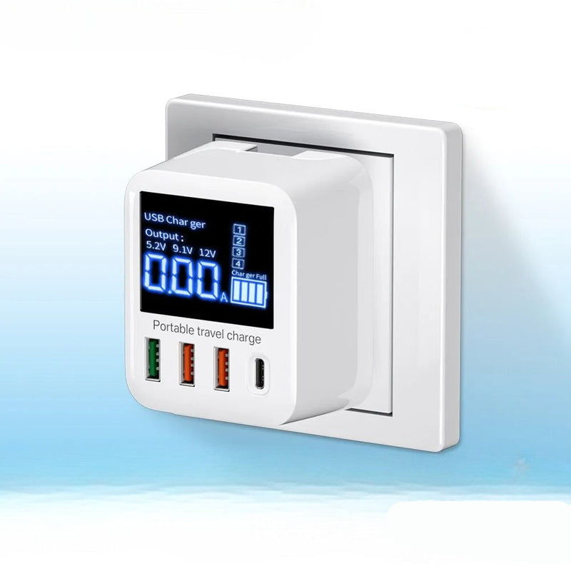 Wall Charger with LED Display Ports Fast Charging