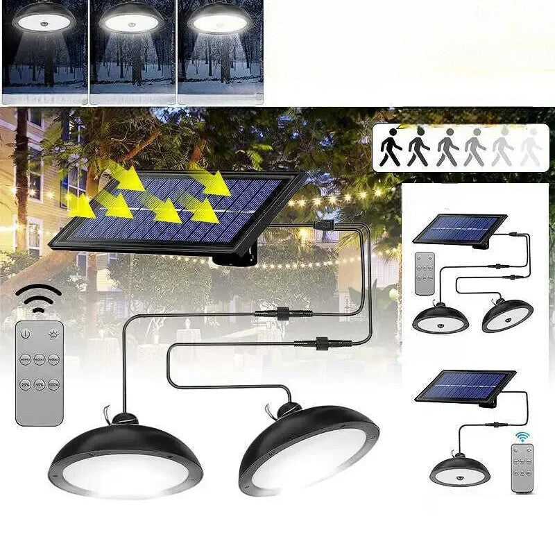 Waterproof Outdoor Double Head Solar Hanging Light