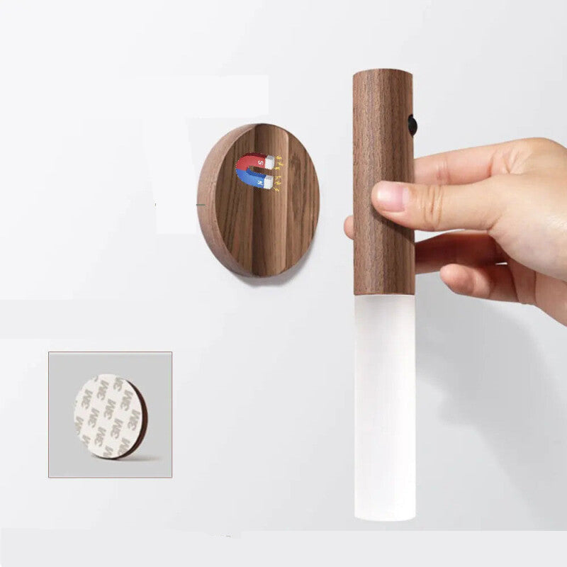 Wooden USB LED Light Magnetic Wall Lamp with Motion Sensor