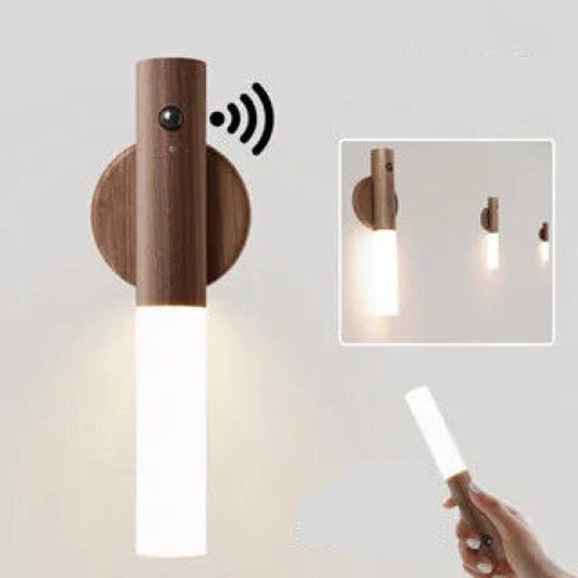 Wooden USB LED Light Magnetic Wall Lamp with Motion Sensor