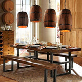 Hanging Wooden Wine Barrel Light