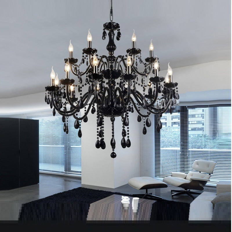 Black Crystal Tears Chandelier Lamp