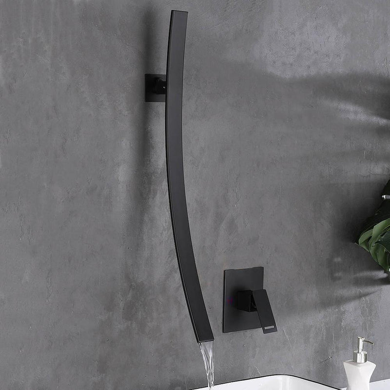Chrome Wall Mounted Waterfall Spout Bathroom Faucet