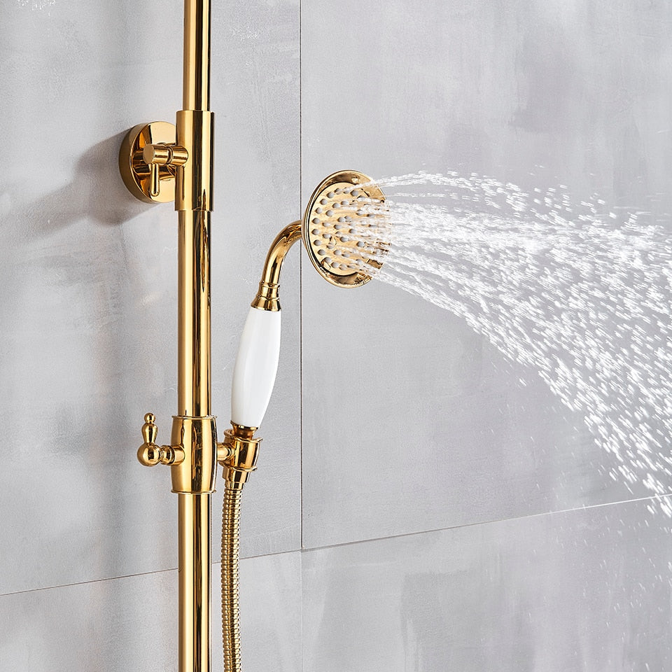 Rainfall Gold Shower Bath Mixer Faucet